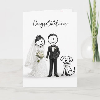 Wedding Stick Figures with Best Man Dog カード