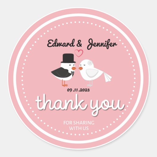 Wedding Sticker Thank You for joining us ラウンドシール (正面)
