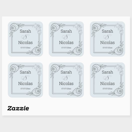 Wedding stickers personalized beachy スクエアシール (シート)