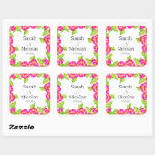 Wedding stickers personalized floral スクエアシール (シート)