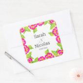Wedding stickers personalized floral スクエアシール (封筒)