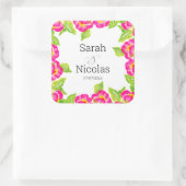 Wedding stickers personalized floral スクエアシール (バッグ)