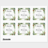 Wedding stickers personalized rustic スクエアシール (シート)