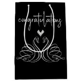 Wedding Swans and Heart Congratulations ミディアムペーパーバッグ (正面)