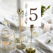 Wedding Table Number Card with Botanical Design テーブルナンバー