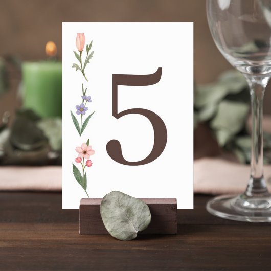 Wedding Table Number Card with Botanical Design テーブルナンバー