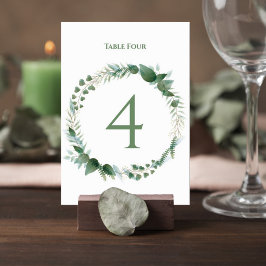 Wedding Table Number Card with Botanical Wreath テーブルナンバー