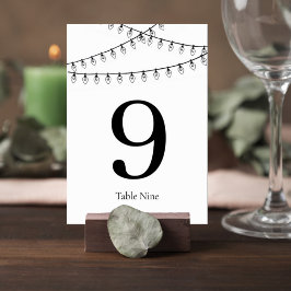 Wedding Table Number Card with String Lights テーブルナンバー
