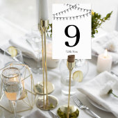 Wedding Table Number Card with String Lights テーブルナンバー