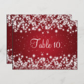 Wedding Table Number Winter Sparkle Red ポストカード (正面/裏面)