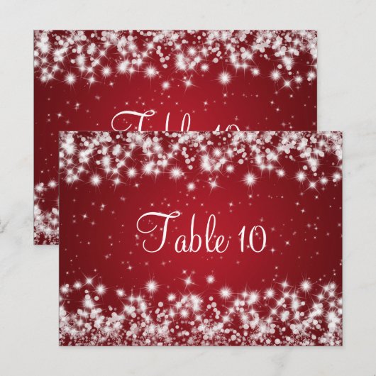 Wedding Table Number Winter Sparkle Red ポストカード (正面/裏面)