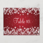 Wedding Table Number Winter Sparkle Red ポストカード (裏面)