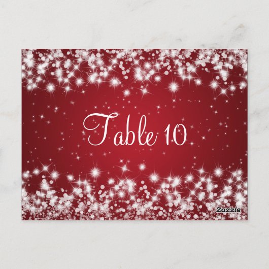 Wedding Table Number Winter Sparkle Red ポストカード (裏面)