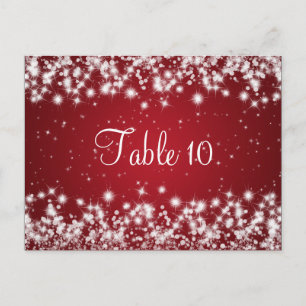Wedding Table Number Winter Sparkle Red ポストカード