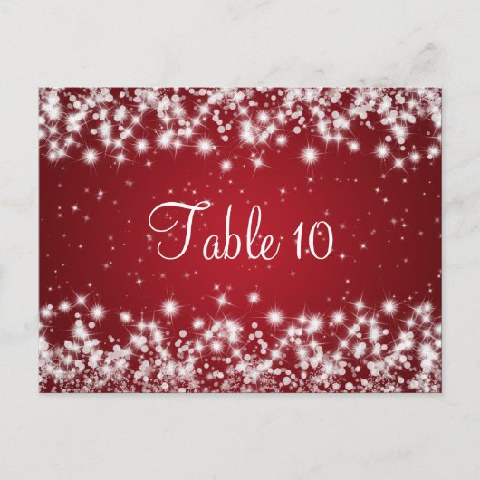 Wedding Table Number Winter Sparkle Red ポストカード (正面)