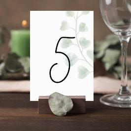 Wedding Table Number with Eucalyptus Leaves テーブルナンバー