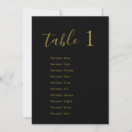 Wedding Table Seating Chart Cards | Gold on Black 招待状