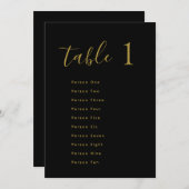 Wedding Table Seating Chart Cards | Gold on Black 招待状 (正面/裏面)