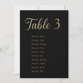 Wedding Table Seating Chart Cards | Gold on Black 招待状 (正面)