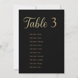 Wedding Table Seating Chart Cards | Gold on Black 招待状