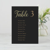 Wedding Table Seating Chart Cards | Gold on Black 招待状 (スタンド正面)