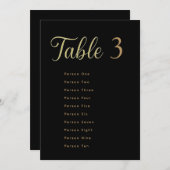 Wedding Table Seating Chart Cards | Gold on Black 招待状 (正面/裏面)