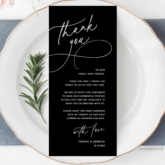 Wedding Table Thank You Elegant Reception Card プログラム