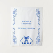 Wedding Tapestry Backdrop Blue Sapphire Bells タペストリー (正面)