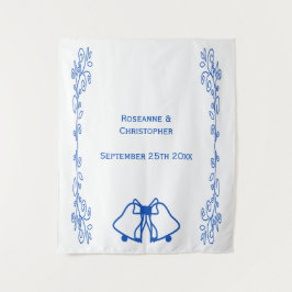 Wedding Tapestry Backdrop Blue Sapphire Bells タペストリー