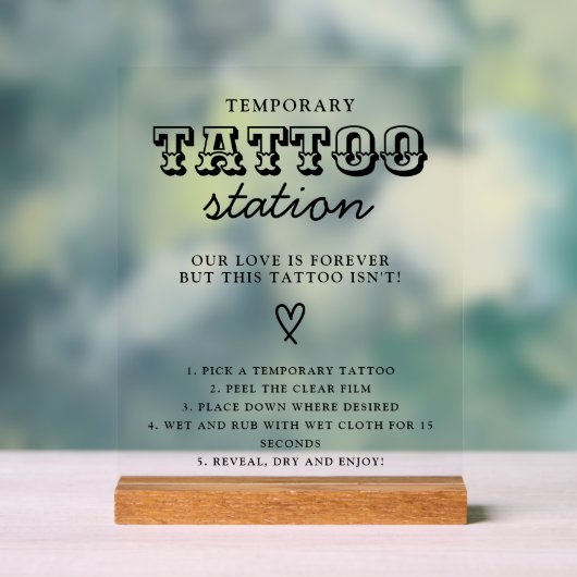 Wedding Temporary Tattoo Station Bar Instruction  アクリルサイン (ニュートラル)