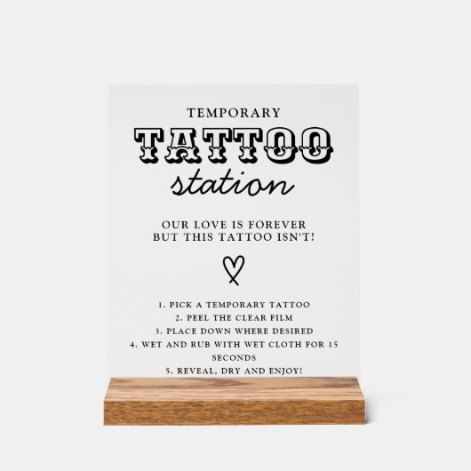 Wedding Temporary Tattoo Station Bar Instruction アクリルサイン (正面)