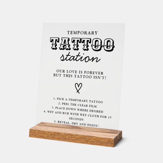Wedding Temporary Tattoo Station Bar Instruction  アクリルサイン (傾斜)