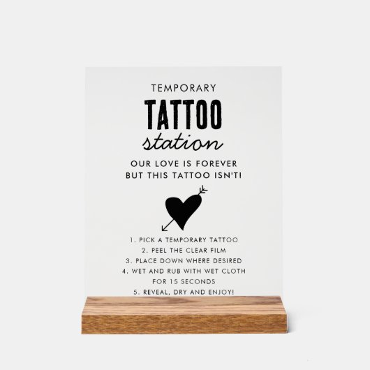 Wedding Temporary Tattoo Station Bar Instruction  アクリルサイン (正面)