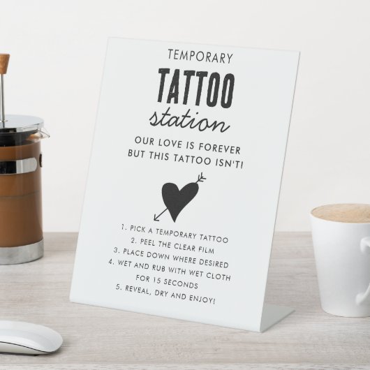 Wedding Temporary Tattoo Station Bar Instruction  台座サイン (インサイチュ)