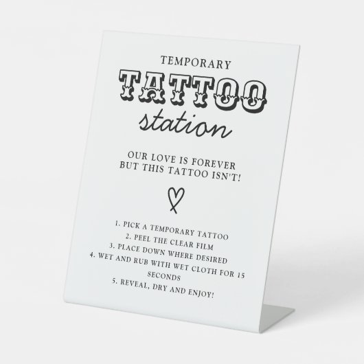 Wedding Temporary Tattoo Station Bar Instruction  台座サイン (正面)