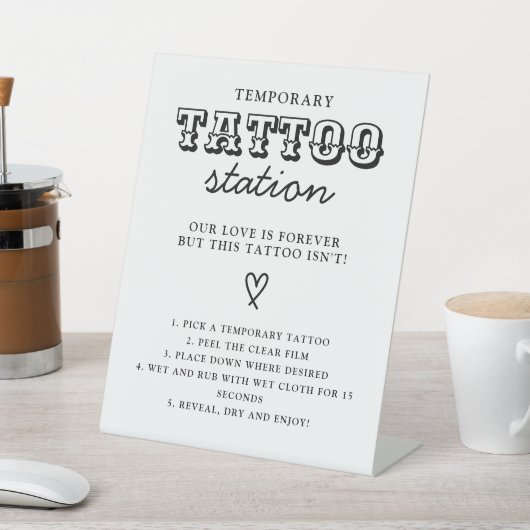 Wedding Temporary Tattoo Station Bar Instruction  台座サイン (インサイチュ)