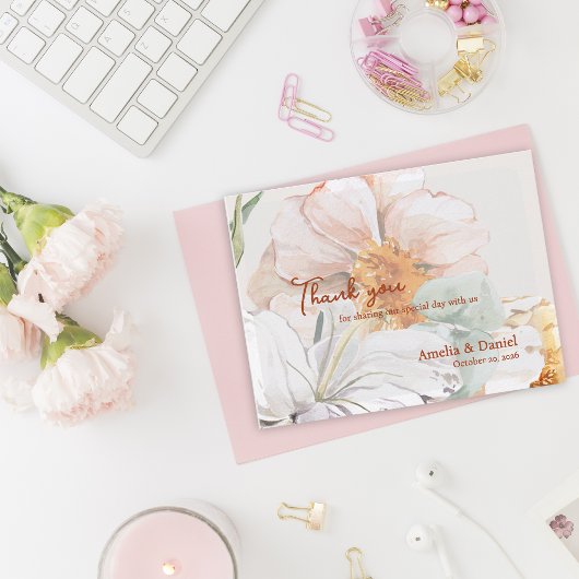 Wedding Thank You Card | Blush Peach Floral ポストカード