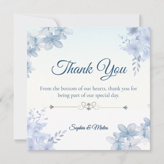 Wedding Thank You Card Elegant Editable サンキューカード (正面)