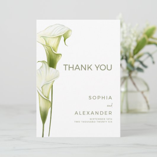 Wedding Thank You Cards "Delicate Calla Lilies" サンキューカード (スタンド正面)