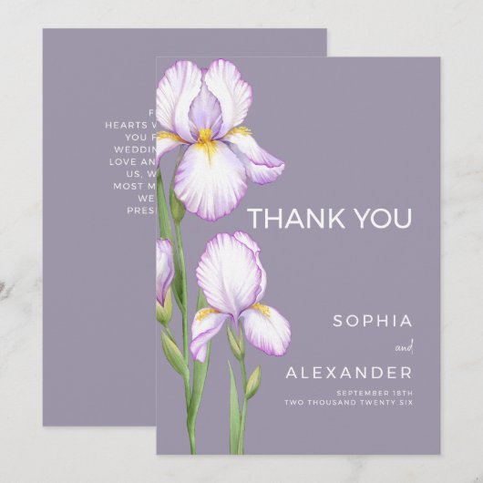 Wedding Thank You Cards " Delicate irises" サンキューカード (正面/裏面)