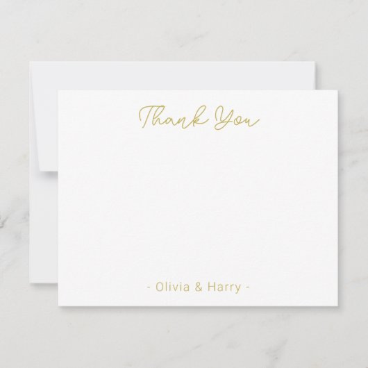 Wedding Thank You Chic Modern White Flat Note Card ノートカード (正面)