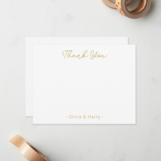 Wedding Thank You Chic Modern White Flat Note Card ノートカード (正面/裏面インサイチュ)