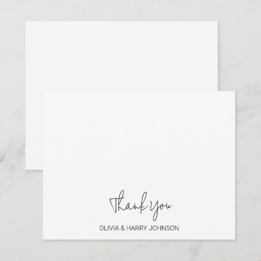 Wedding Thank You Chic White Flat Note Card ノートカード (正面/裏面)