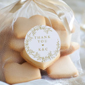 Wedding Thank You Elegant Vintage Gold Greenery ラウンドシール