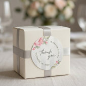 Wedding Thank You Favor | Blush Peony Grey Stripe ラウンドシール