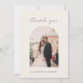 Wedding Thank you Minimal Modern Photo Taupe サンキューカード (正面)