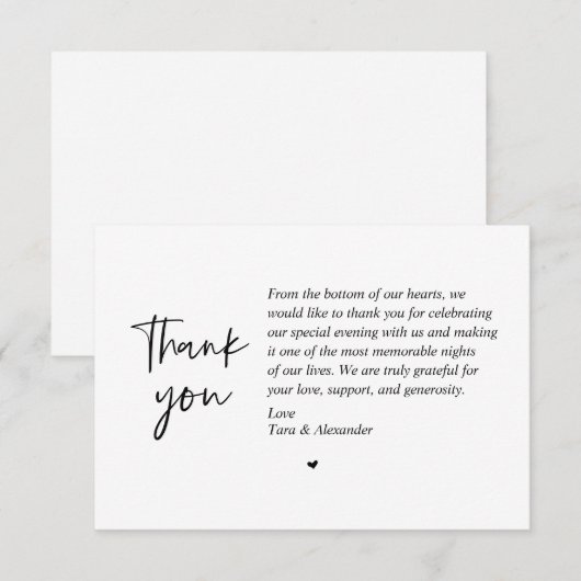 Wedding Thank you, modern minimalist Card 招待状 (正面/裏面)
