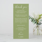Wedding Thank You Moss Green Place Card メニュー (スタンド正面)