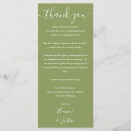 Wedding Thank You Moss Green Place Card メニュー