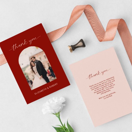 Wedding Thank You Photo Arch Terracotta Minimal サンキューカード